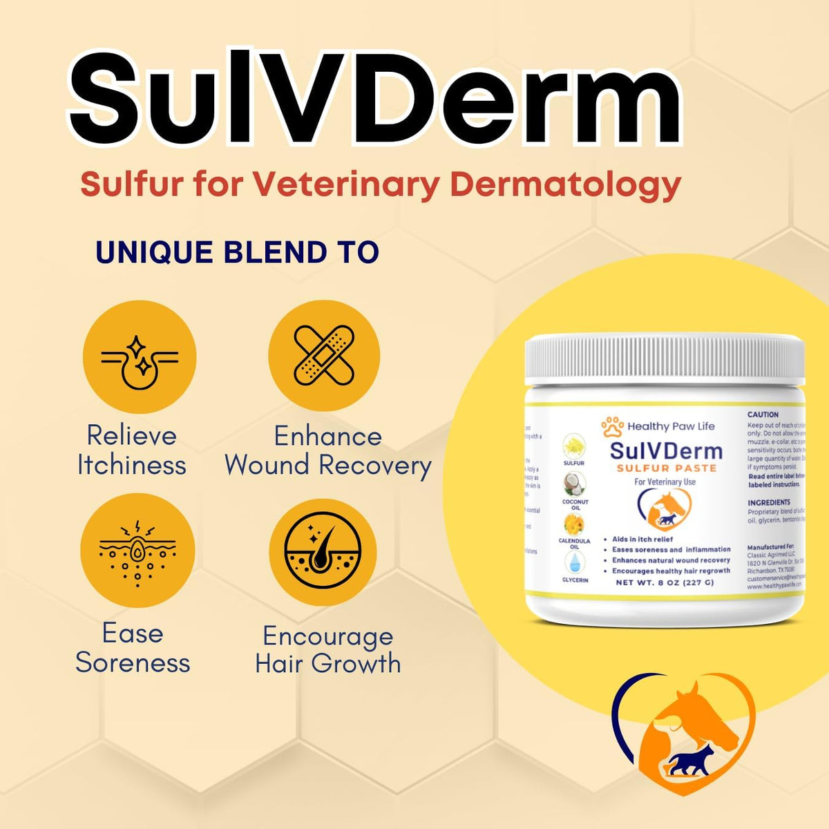 Top view of Healthy Paw Life SulVDerm skin support paste packaging