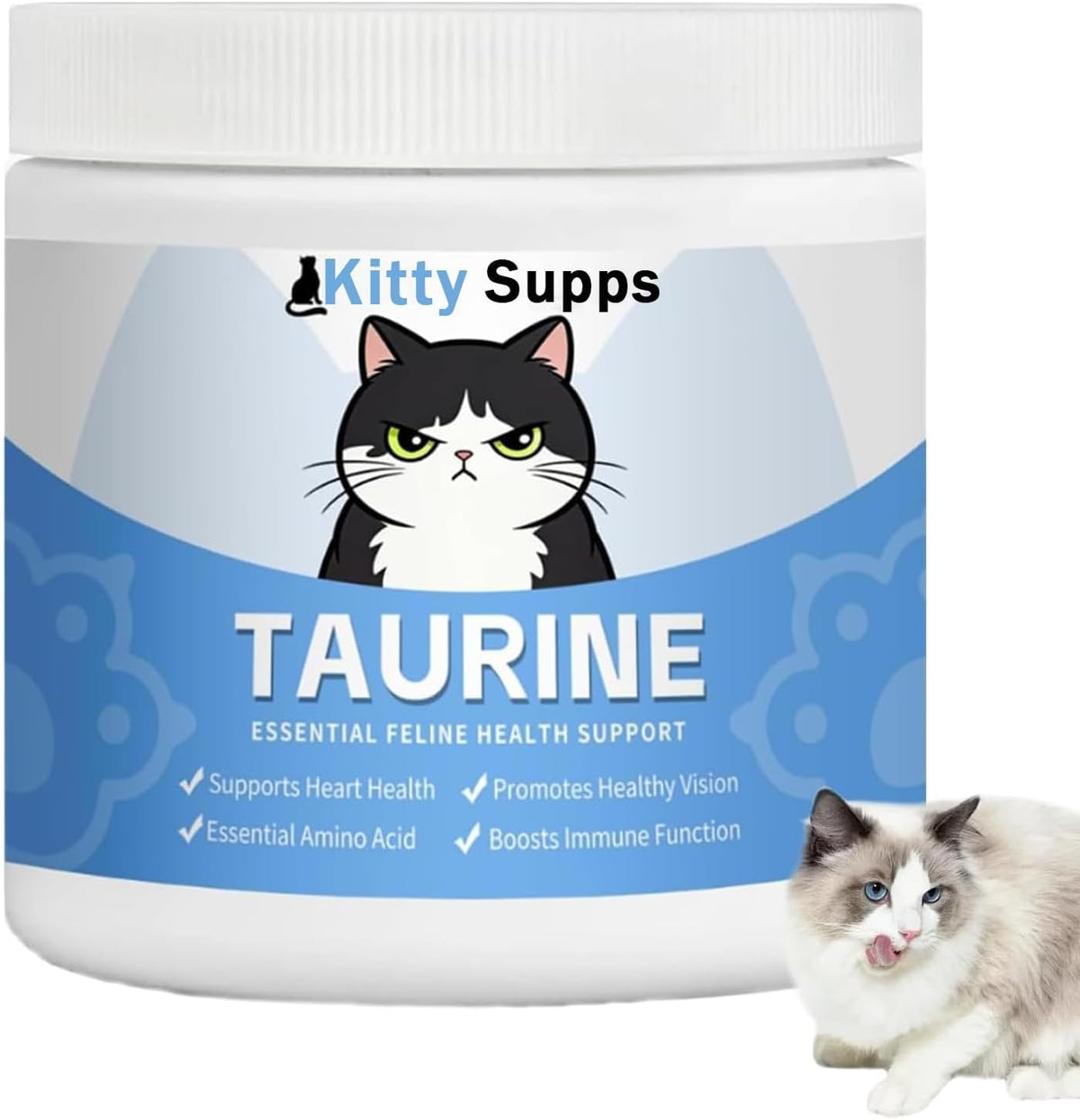 Kitty Supps Taurine Supplement for Cats front packaging 200 Grams bottle