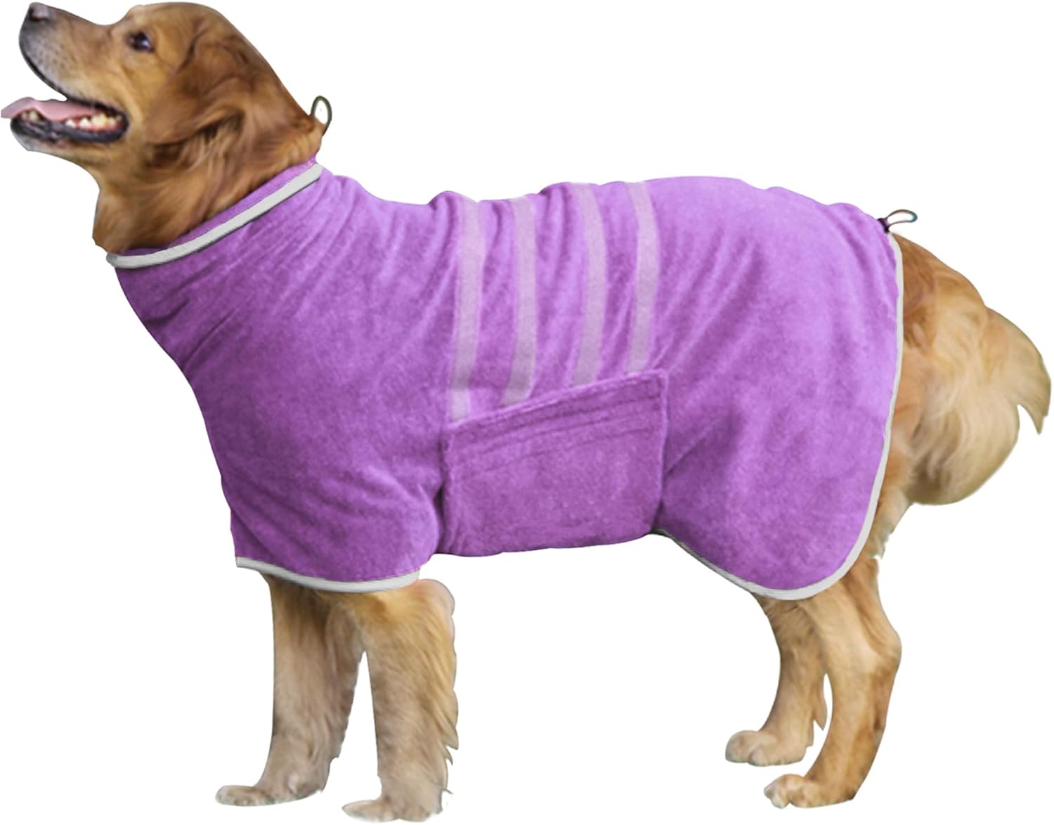 Dog Drying Coat, Microfiber Dog Drying Bag - Absorbent Pet Bathrobe for Dogs & Cats, Adjustable Collar & Belly Strap, Fast Drying Coat, Large, Grey - Image 11