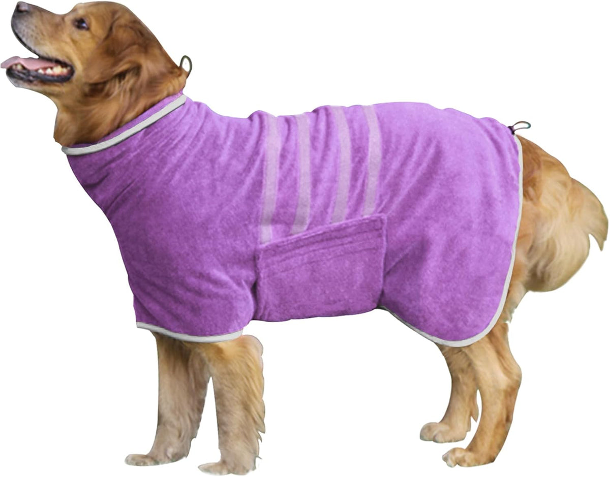 Dog Drying Coat, Microfiber Dog Drying Bag - Absorbent Pet Bathrobe for Dogs & Cats, Adjustable Collar & Belly Strap, Fast Drying Coat, Large, Grey - Image 11