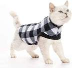 Expawlorer plaid cat sweater front view showing buffalo check pattern