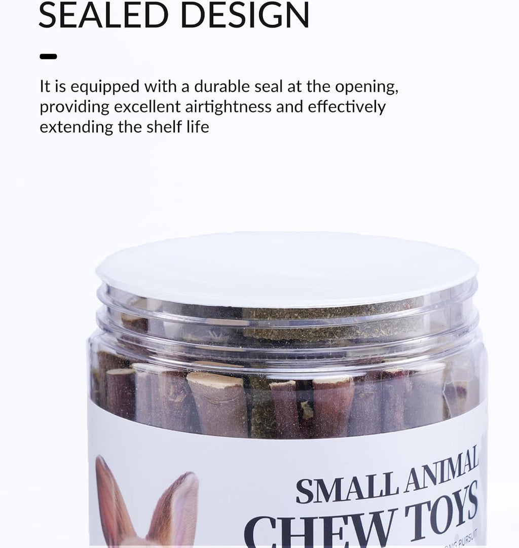 Airtight threaded lid container holding fifty to sixty pieces of bunny treats