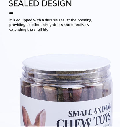 Airtight threaded lid container holding fifty to sixty pieces of bunny treats