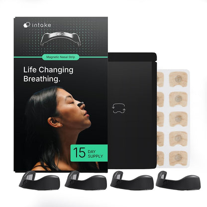 Intake Breathing Magnetic Nasal Strips Starter Kit front view showing black magnetic bands.