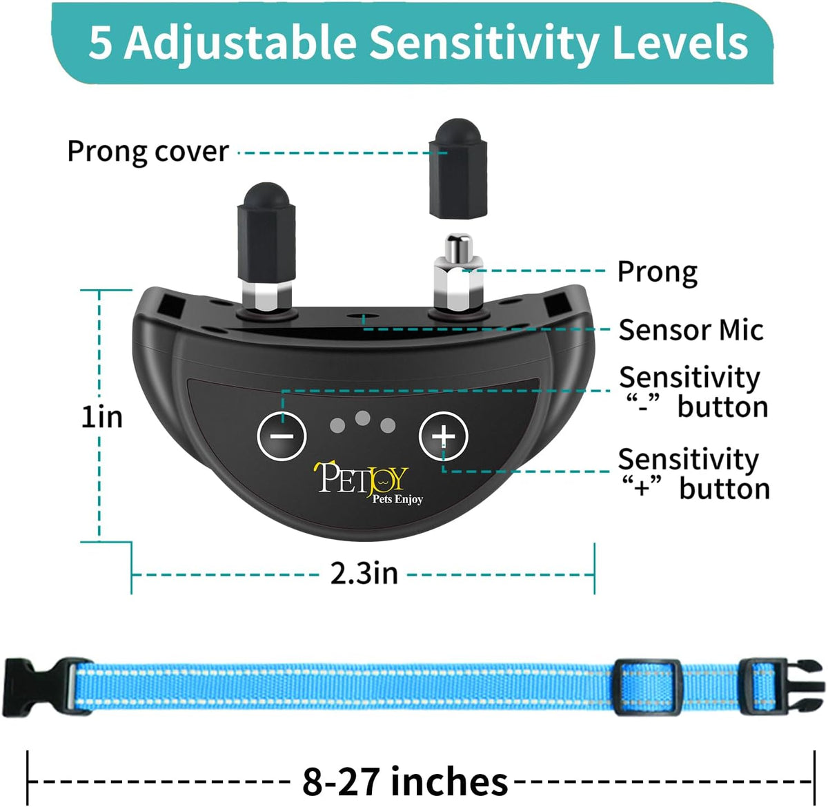 PetJoy dog training collar components and charging port