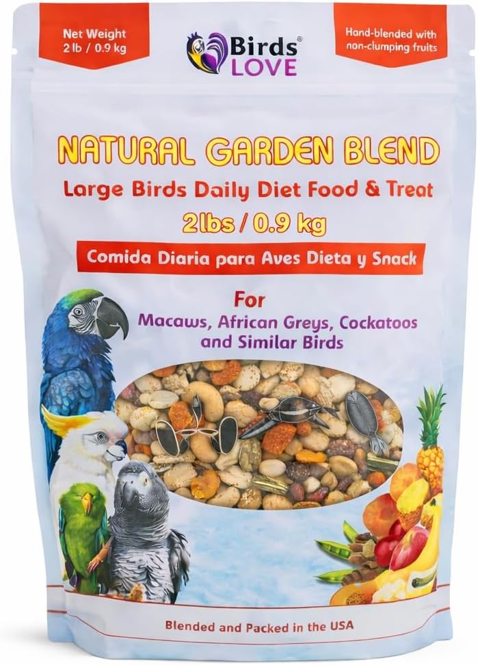 Birds LOVE Natural Garden Blend Conure Food, Sunflower Free Bird Seed Mix with Fruits, Nuts, Vegetables and Seeds, All Natural Daily Diet and Treat, 2 lb - Image 14