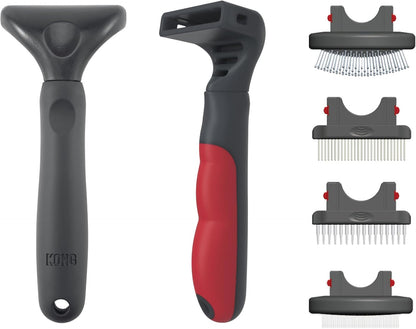 KONG Double-Sided Flexible Slicker Brush - De-Shedding & Detangling Tool, Padded Grip, Long Metal Pins, Flexible Head, for Medium to Large Dogs with Medium to Long Coats, Red/Gray - Image 10