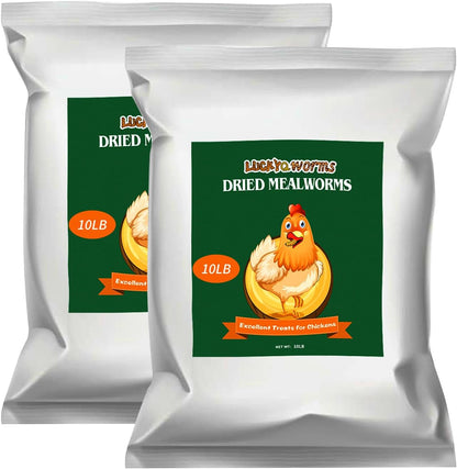 Luckyqworms 20 Pounds Dried Mealworms bulk bag front view