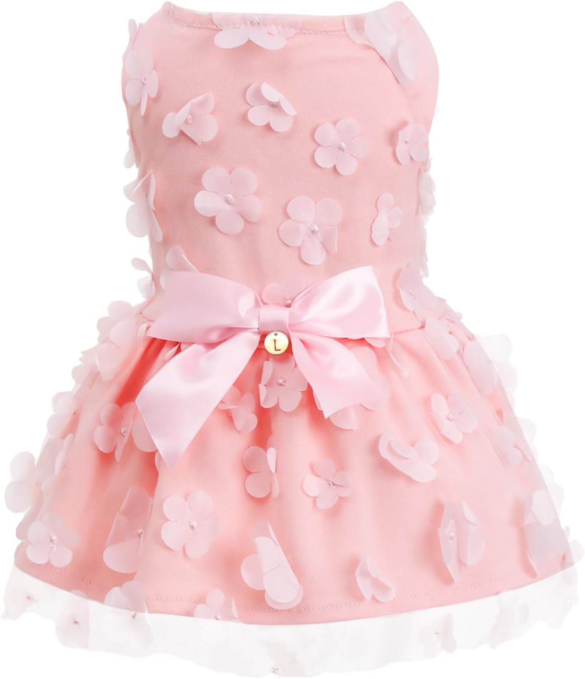 Laifug dog dress front view showing pink princess design