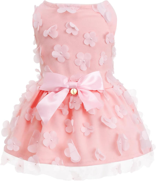 Laifug dog dress front view showing pink princess design