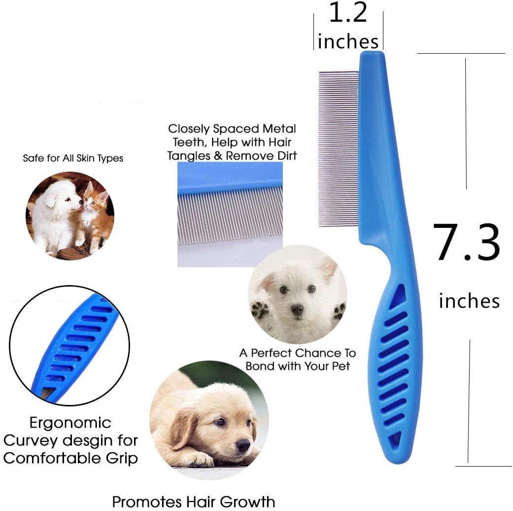 Fine-toothed dog eye gunk removal tool showing durable metal pins