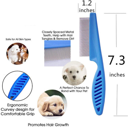 Fine-toothed dog eye gunk removal tool showing durable metal pins