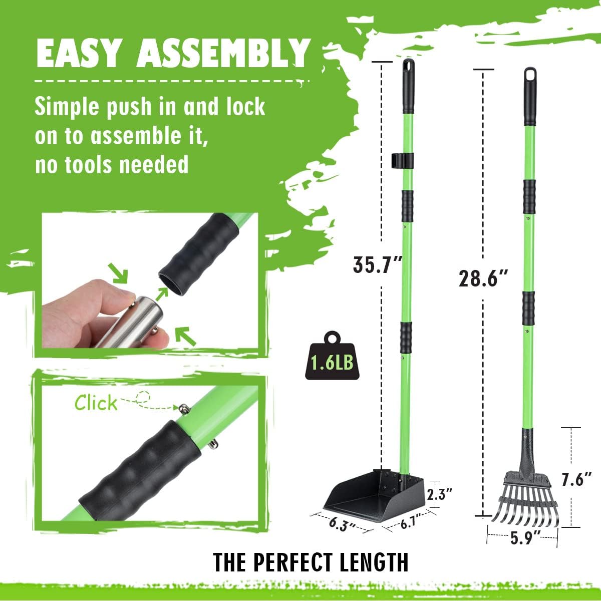 Lightweight interlocking MXF pooper scooper for easy outdoor storage