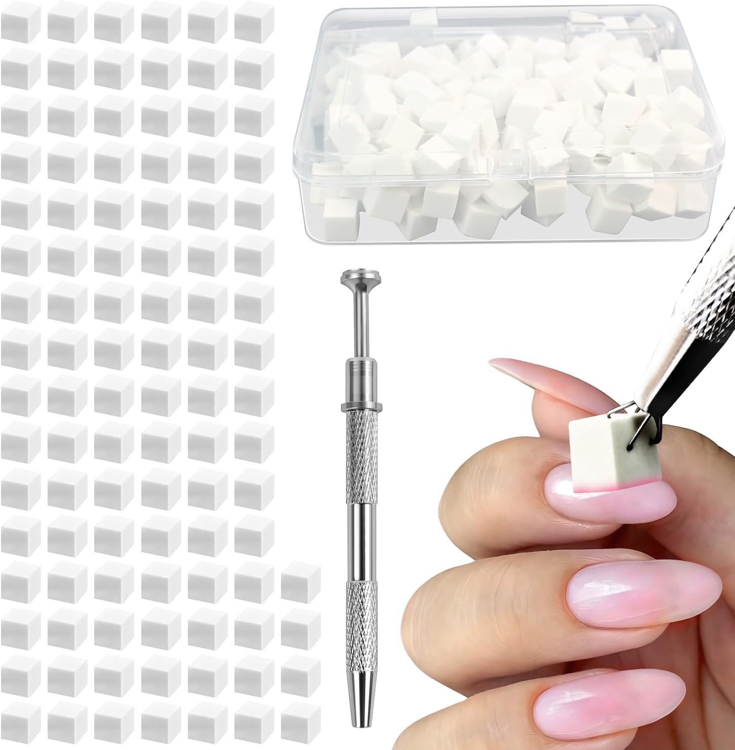 Terboushe 200 pieces nail sponges with metal grabbing pen set