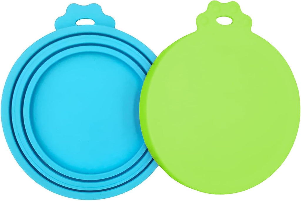 2 Pack Pet Food Can Covers, Silicone Universal Can Lids for Dog & Cat Food, BPA Free, One Fit Most Standard Size Food Cans Green/Blue - Image 2