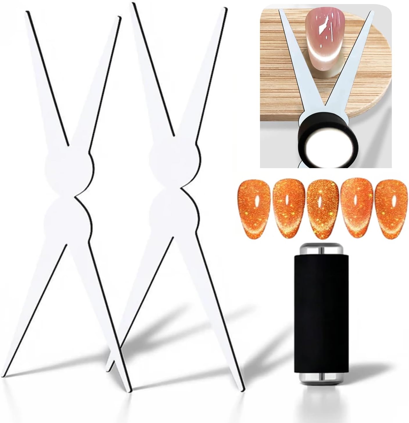 Liedrg cat eye nail magnet tool front view with scissor design