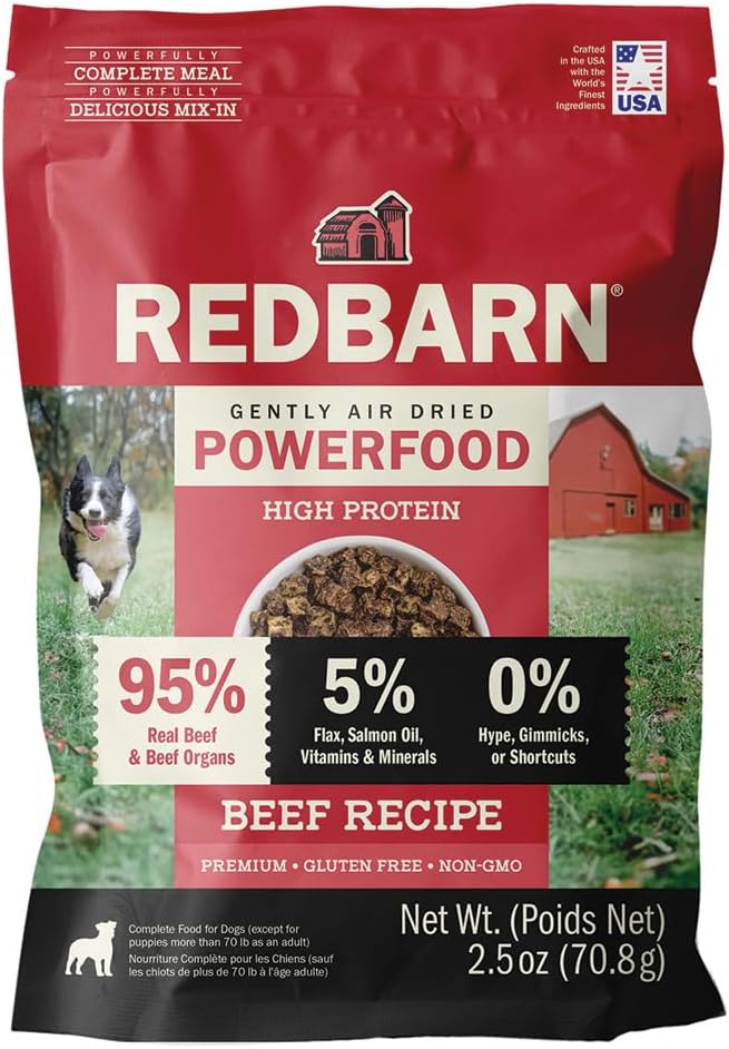 Redbarn Powerfood Air Dried Dog Food - 95% Beef & Beef Organs - High Protein Grain-Free Non-GMO Premium Dry Full Feed or Topper Made in USA with Omega 3 Salmon Oil Flaxseed - 2lb - Image 13