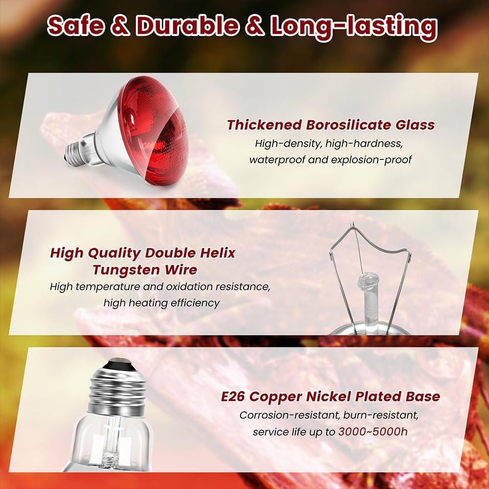 Thickened aluminum coating detail on the DaToo red incandescent heat bulb.