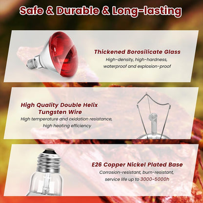 Thickened aluminum coating detail on the DaToo red incandescent heat bulb.