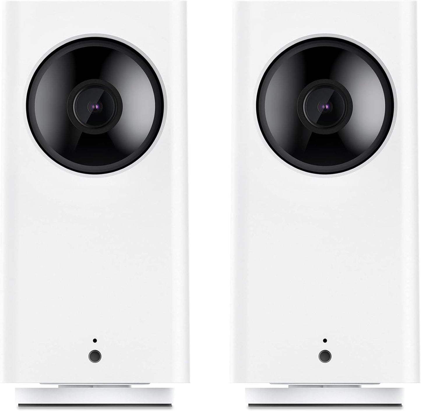 WYZE Cam Pan v2 indoor smart security camera front view showcasing white cylindrical body and black lens