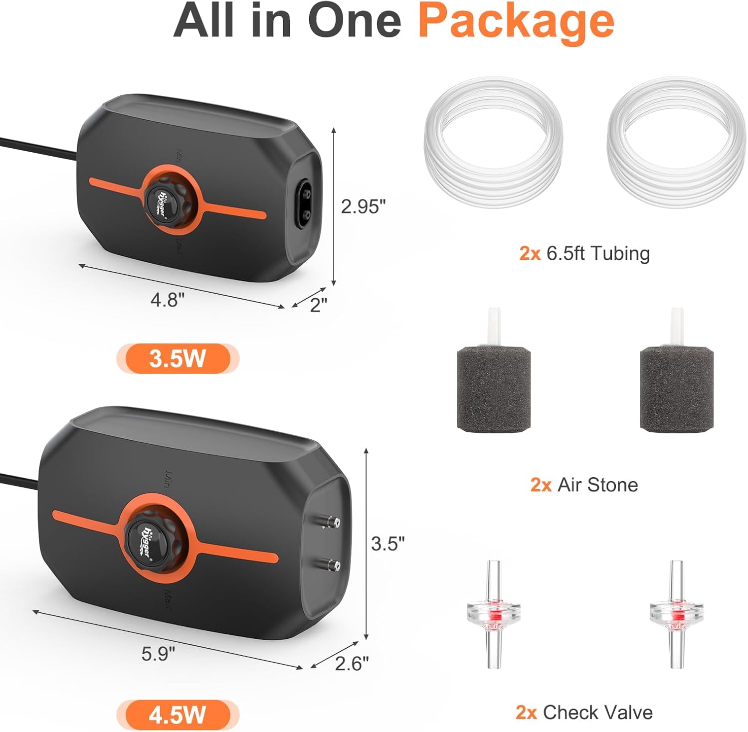 Hygger aquarium air pump accessory kit including tubing