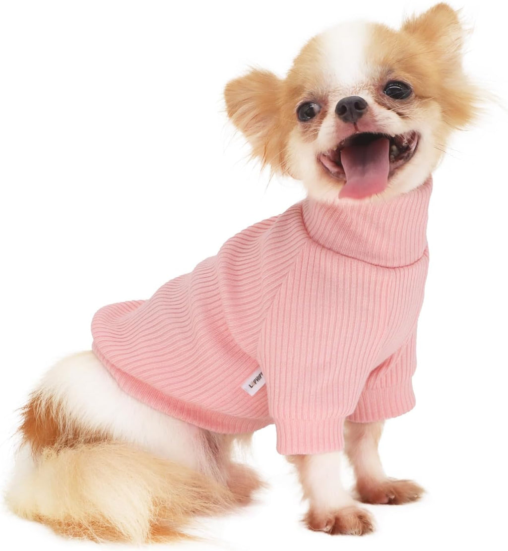 Extra small pink cat and puppy knit sweater flat lay presentation