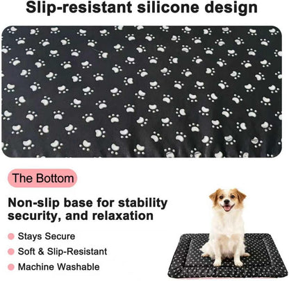 Top view of pink rectangular plush dog sleeping mat