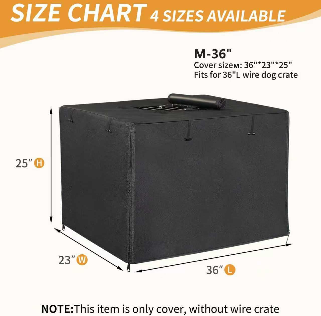 DONORO waterproof dog cage cover side zipper door open