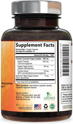 Turmeric Curcumin Supplement - 95% Curcuminoids with Organic Turmeric & Ginger, BioPerine Black Pepper Extract for Best Absorption, Natural Vegan Joint Support, Non-GMO, Bottled in USA - 240 Capsules - Image 9