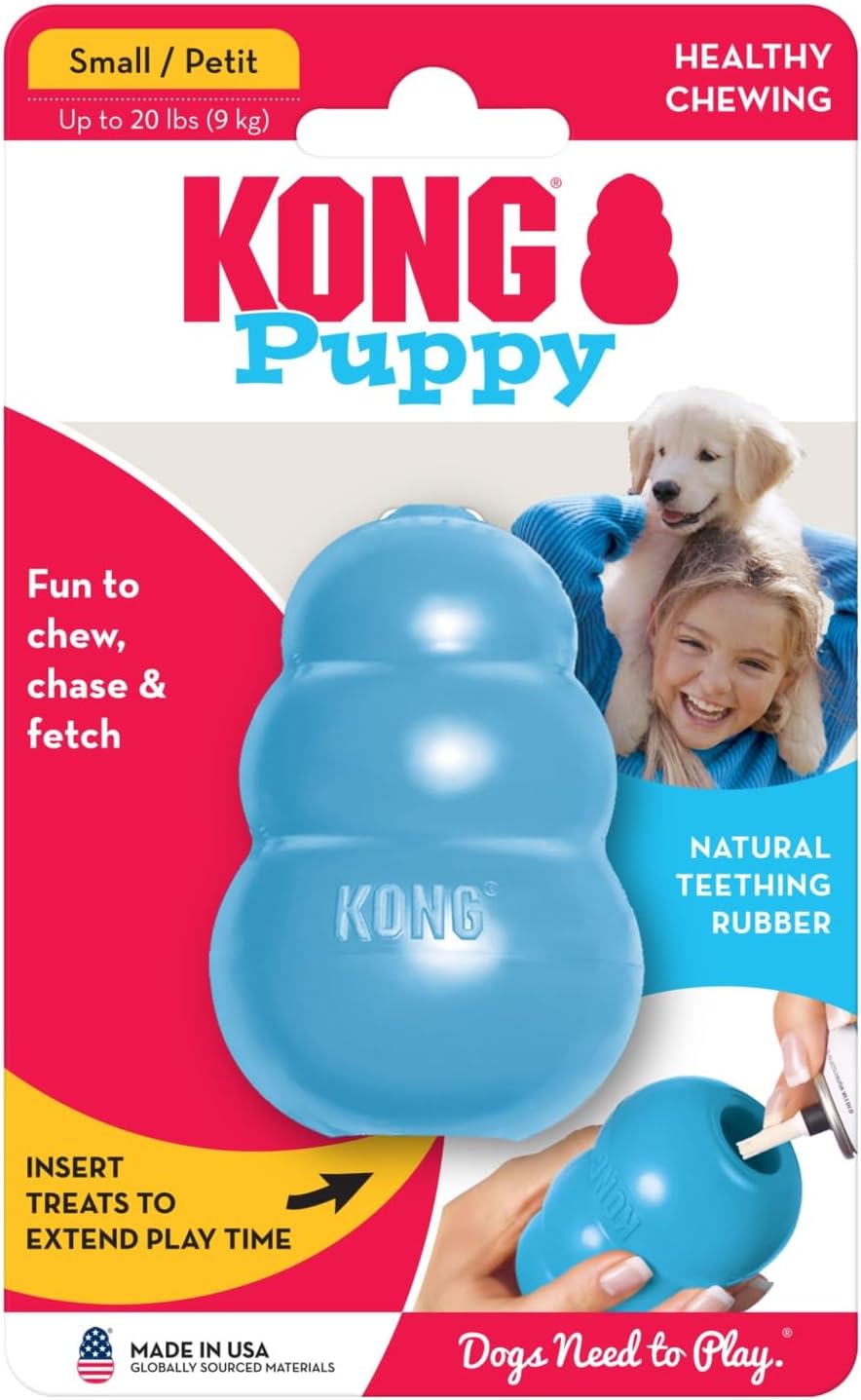 KONG Puppy - Natural Teething Rubber Chew Toy for Dogs - Stuffable Dog Toy for Extended Playtime - Chew & Fetch Toy for Puppies - for Small Puppies - Blue - Image 9