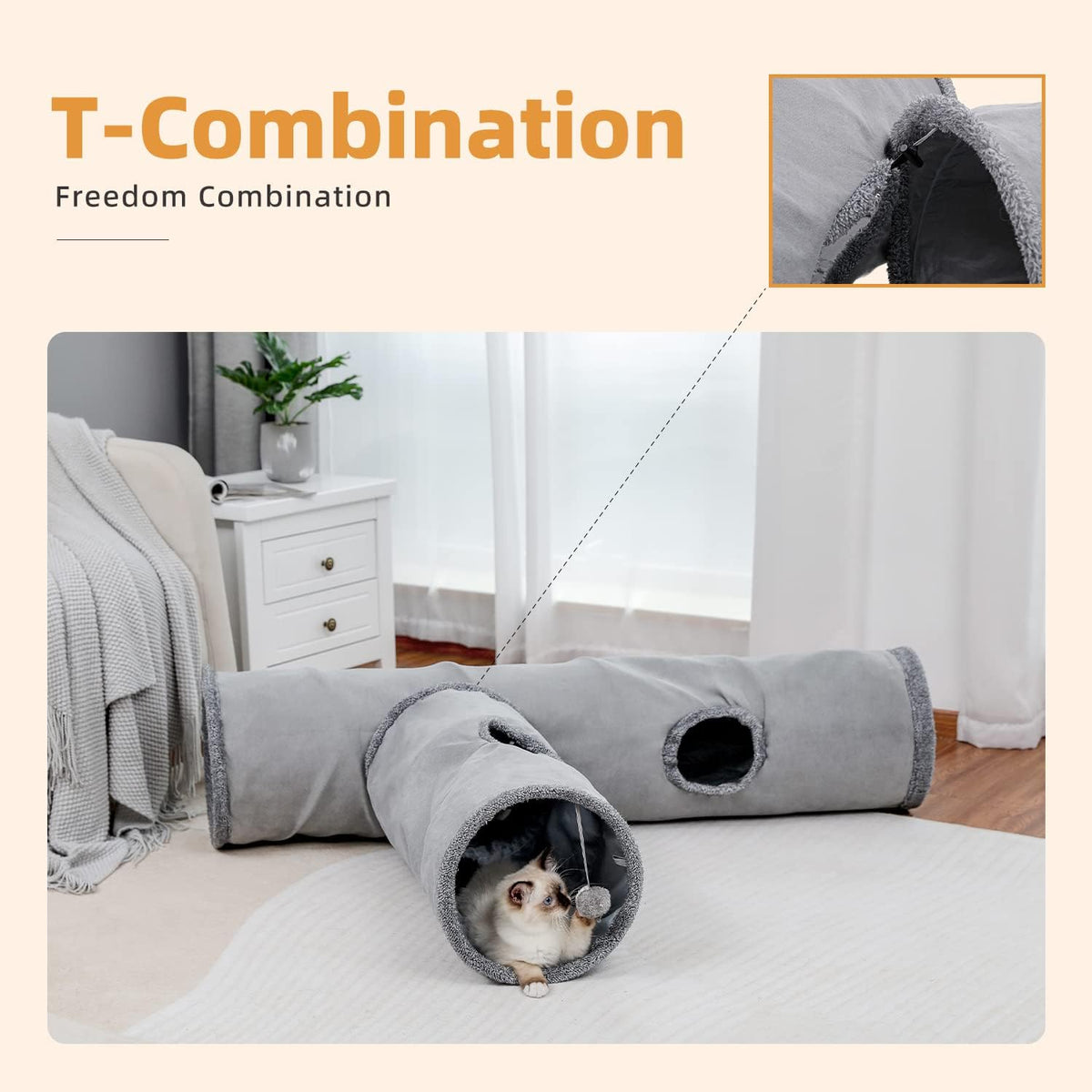 PAWZ Road interactive cat play tube showing the strong sprung steel frame