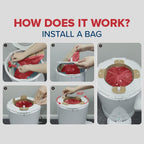 Close up packaging of authentic Red Rocket pet waste refills highlighting seventeen pound capacity.
