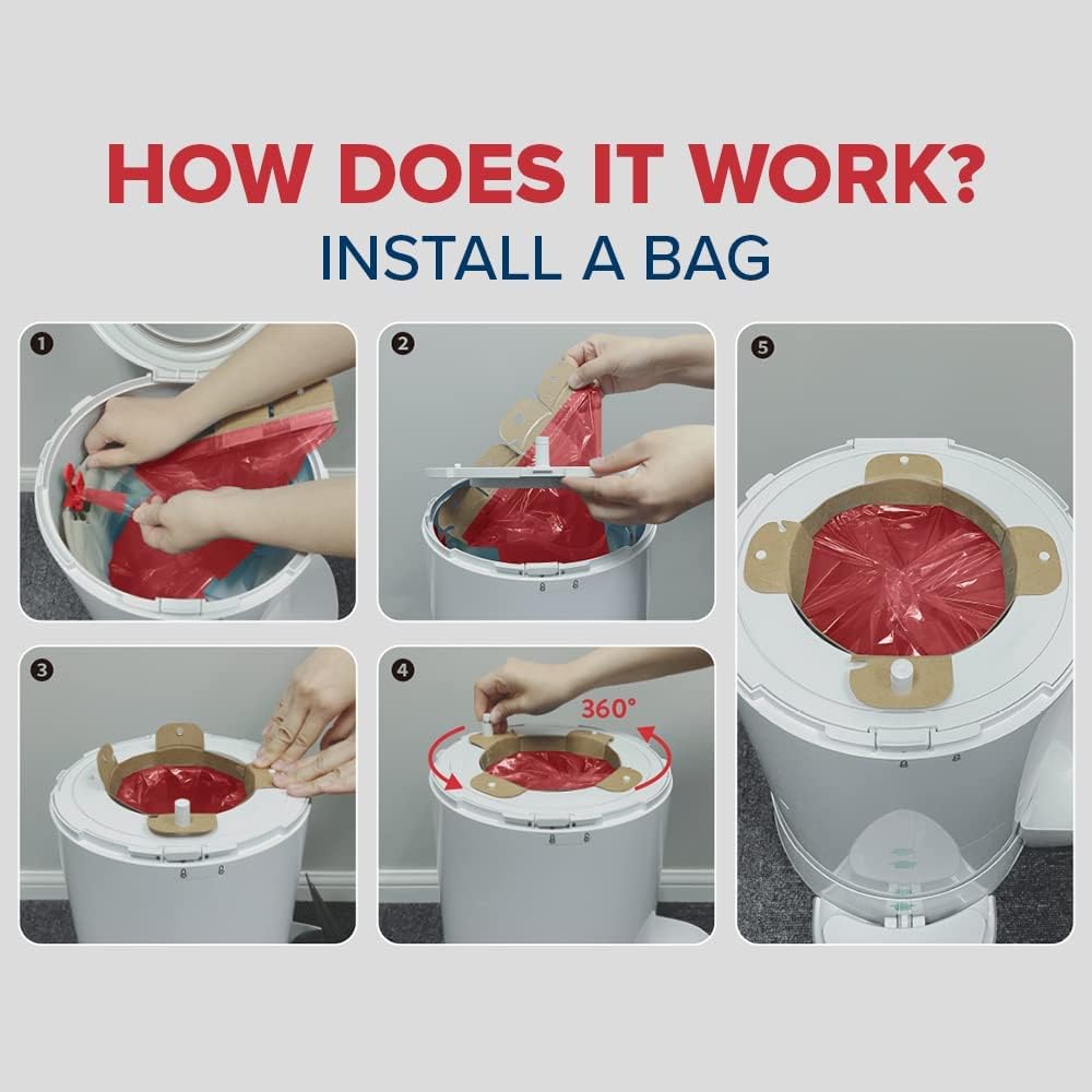 Close up packaging of authentic Red Rocket pet waste refills highlighting seventeen pound capacity.
