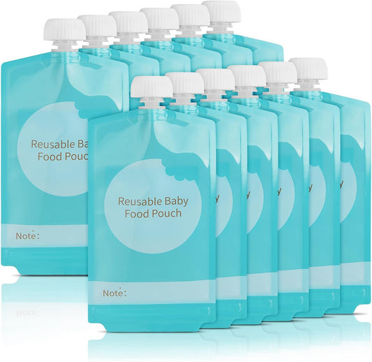 Kirecoo reusable baby food pouches 12 piece set front view