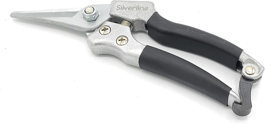 Capralite Silverline multi purpose goat hoof trimmers front view showcasing high carbon steel blades.