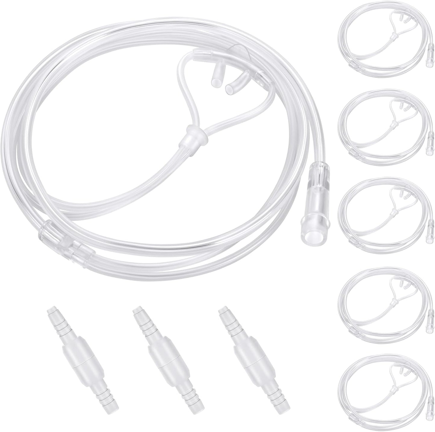 AHHALFFY 5 Pack Super Soft Nasal Cannula front view high flow oxygen tubing.