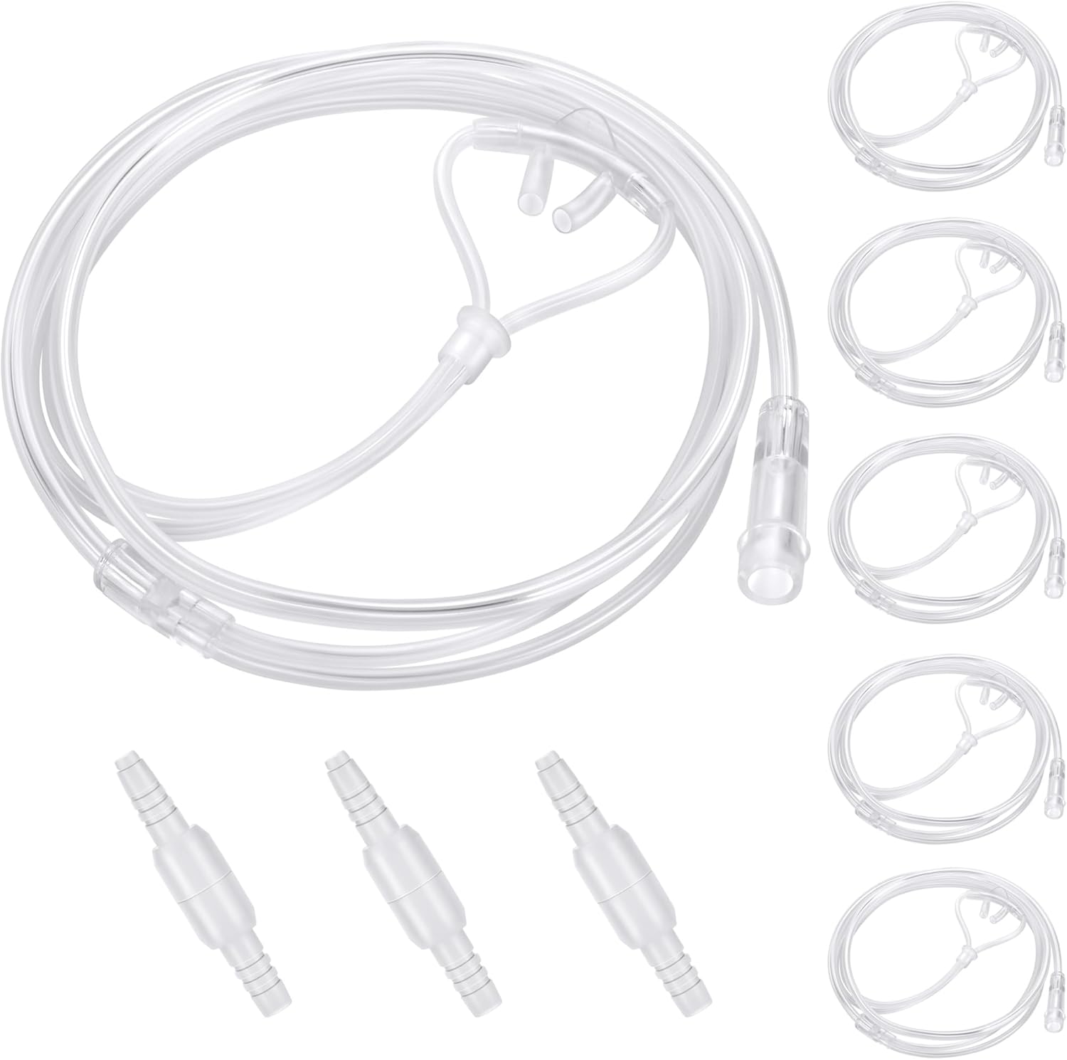 AHHALFFY 5 Pack Super Soft Nasal Cannula front view high flow oxygen tubing.