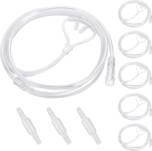 AHHALFFY 5 Pack Super Soft Nasal Cannula front view high flow oxygen tubing.