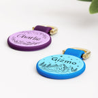 Brayhoo tear resistant silicone dog tag attached securely to a pet collar
