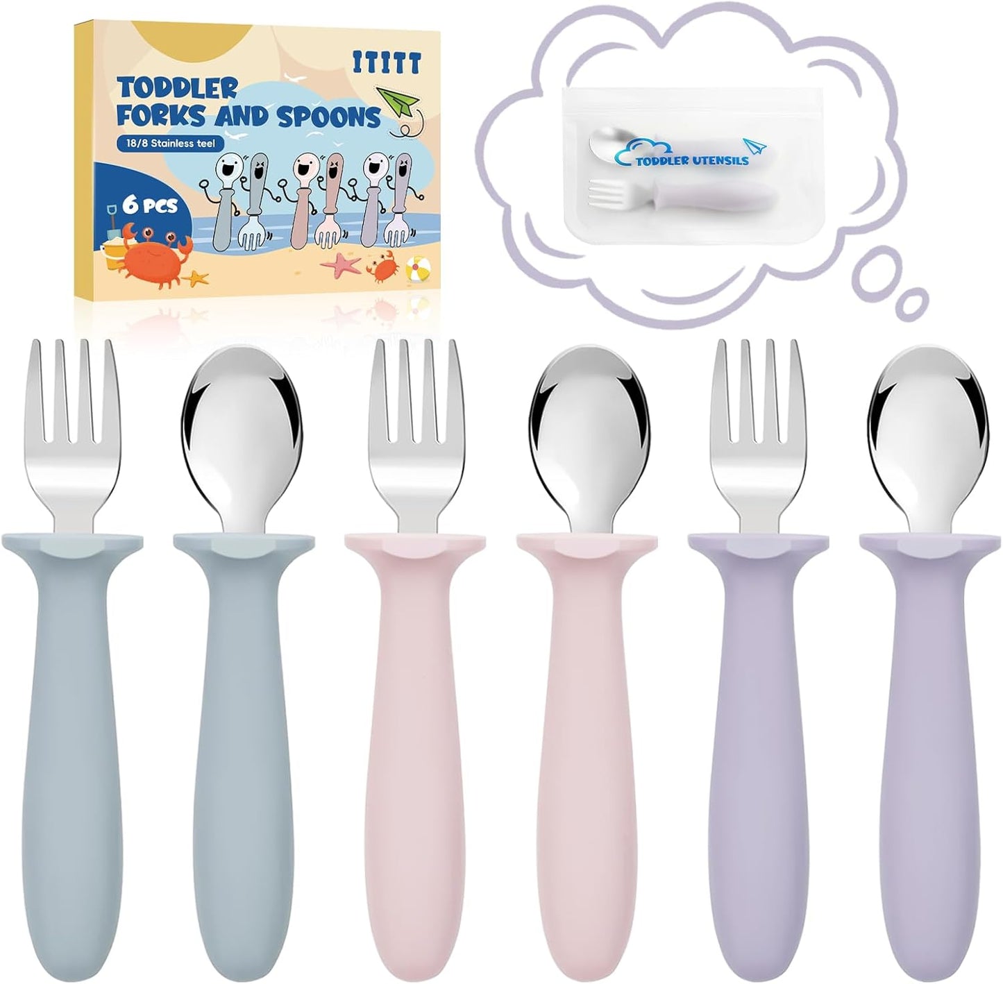 Vitever 6 piece toddler utensils set front view