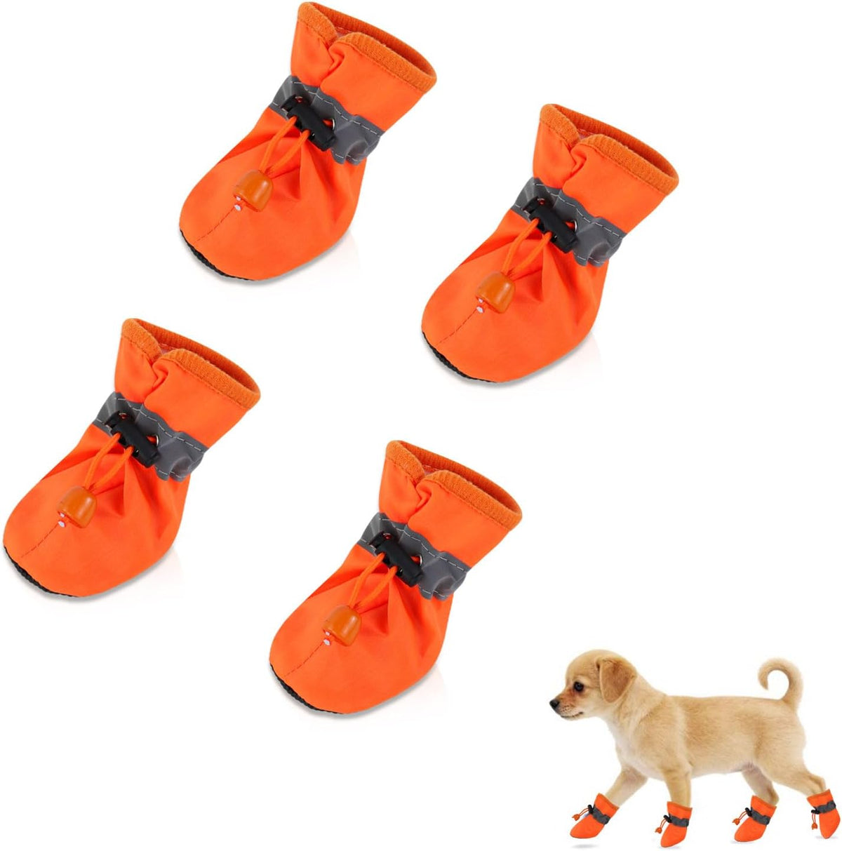 Andiker 4 Pcs Dog Shoes, Soft Breathable Dog Boots with Adjustable Drawstring Non-Slip Sole Easy to Clean Dog Paw Protectors for Outdoors Indoors in Spring Summer (Black, S) - Image 10