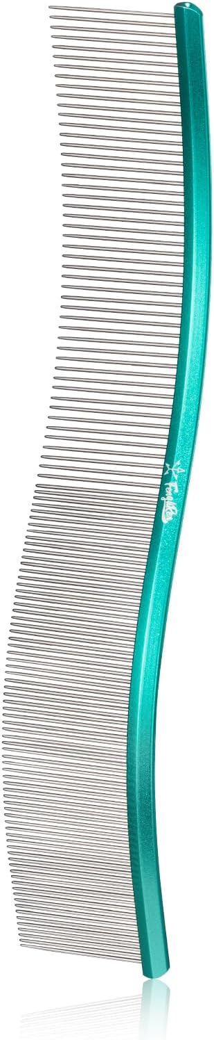 Side profile of curved pet grooming comb for thick fur