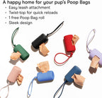 Premium imported pet waste bag dispenser with easy twist top cap open for refills.