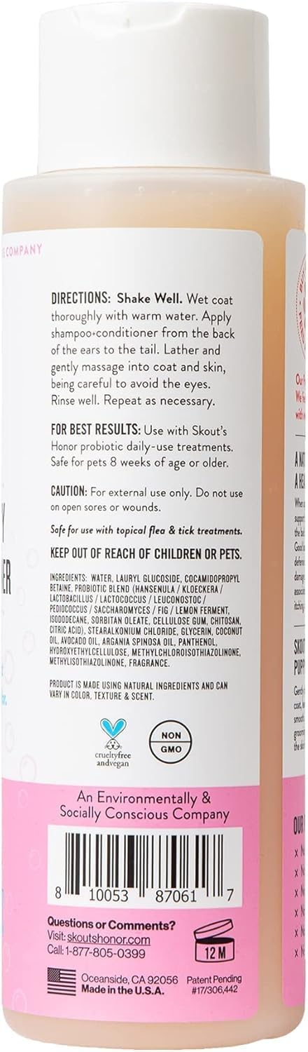 Skout's Honor premium tear free puppy shampoo and conditioner lilac and linen scent