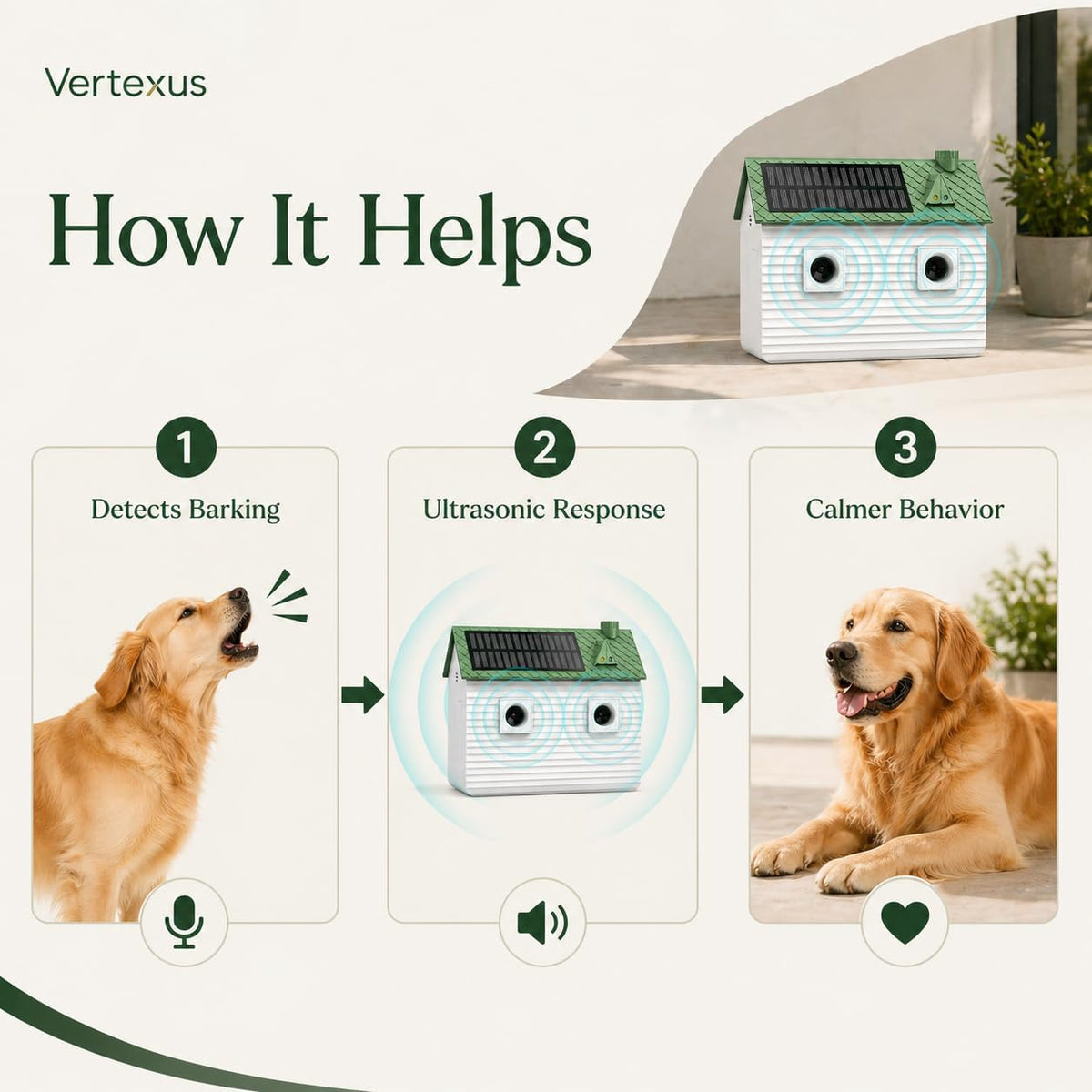 Vertexus dog barking deterrent box packaging contents
