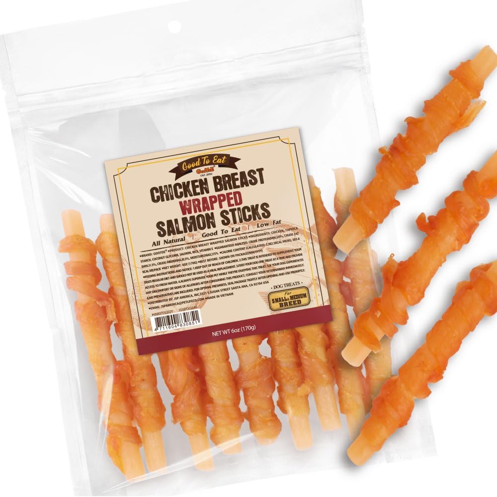 Gootoe Dog Treats, All Natural, Low Fat, Premium Training Chews, Healthy & Easily Digestible, Treat and Train, Chicken Breast Wrapped Salmon Sticks, 1.5lb - Image 10