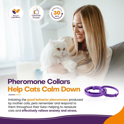 Waterproof pet calming collar showing the adjustable fifteen inch strap mechanism.