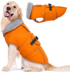 Lelepet orange waterproof dog coat front view