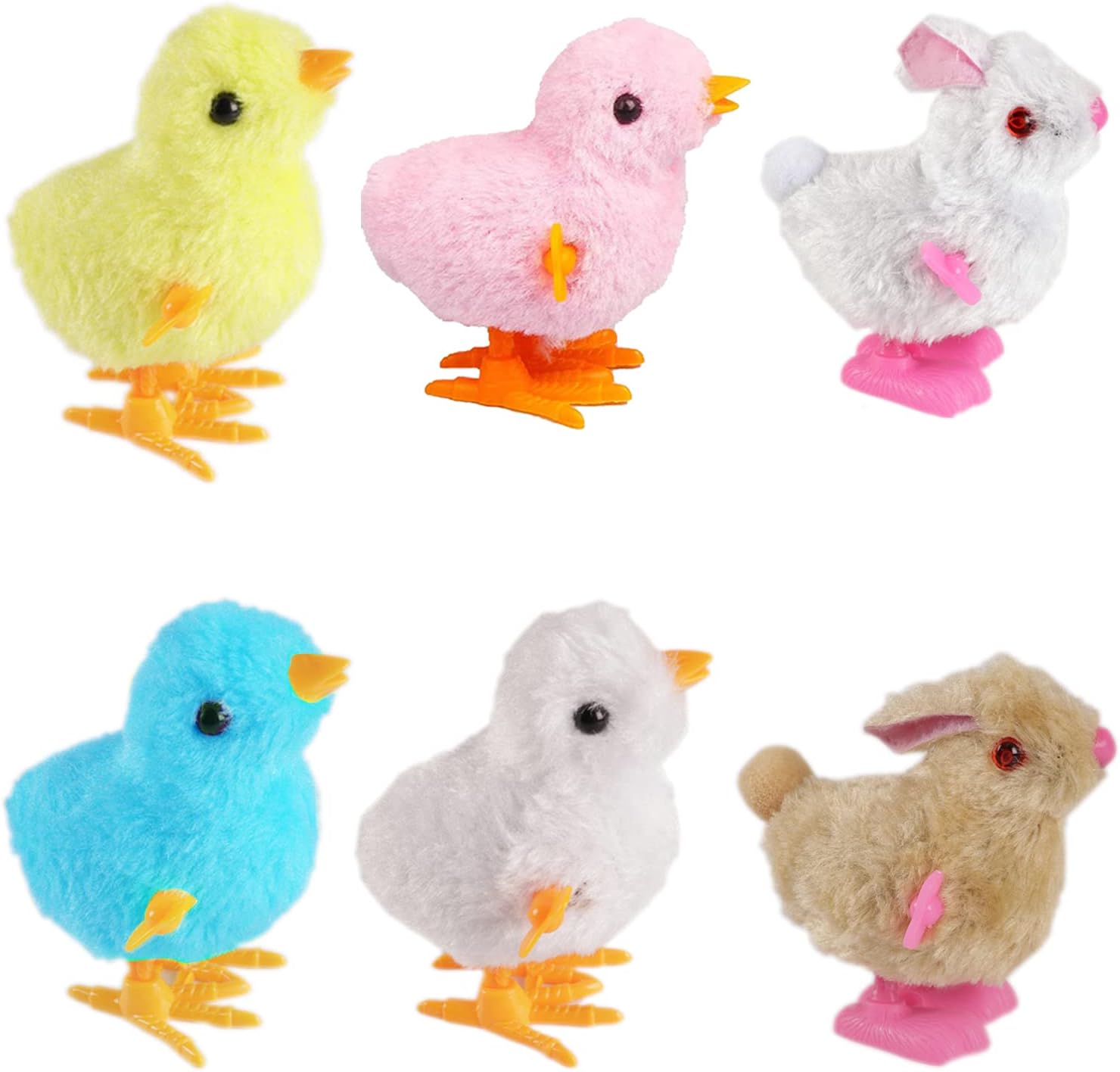 CICITOYWO bunny and jumping chick wind up toys front view of colorful hopping animals pack
