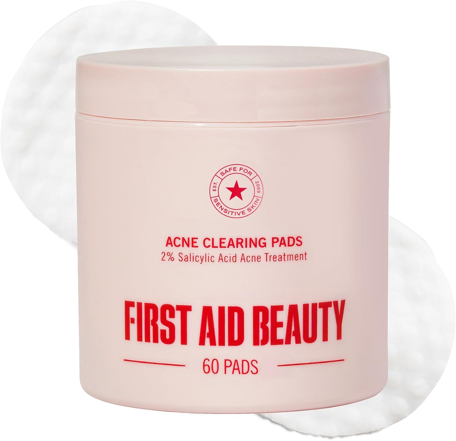 First Aid Beauty Acne Pads sixty count jar front view for acne treatment